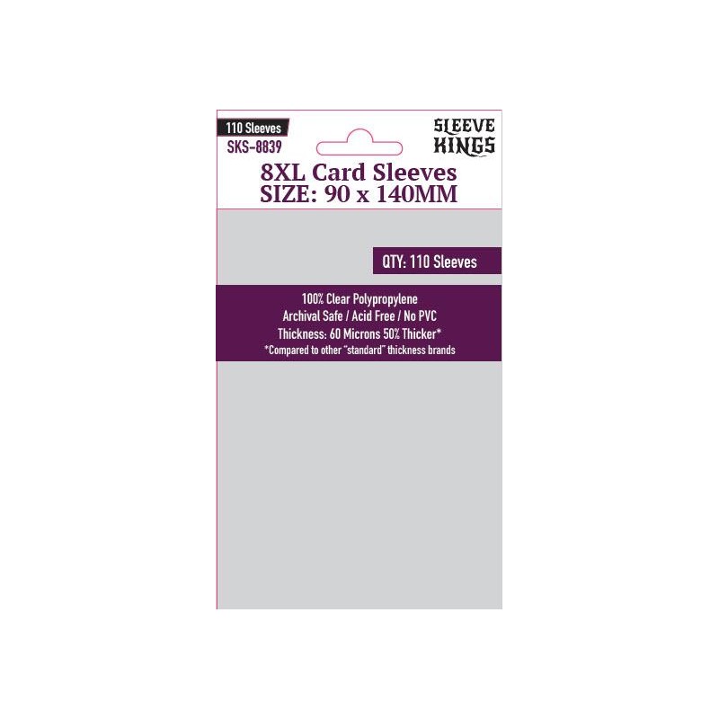 [8839] SLEEVE KINGS 8XL SLEEVES (90 X 140MM) (CASTLE VON LOGHAN, PHANTOM: TREASURES OF DRAKON)